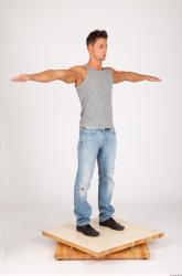 Whole Body Man T poses Casual Athletic Studio photo references